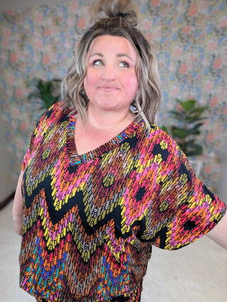 Parker Chevron Print 2 Pc Set-1- ShortSlv/Slvless Tops-WHITE BIRCH-Styled by Stacked - A Plus Size Women's Boutique in Lakeville, MN