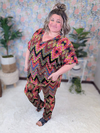 Parker Chevron Print 2 Pc Set-1- ShortSlv/Slvless Tops-WHITE BIRCH-Styled by Stacked - A Plus Size Women's Boutique in Lakeville, MN