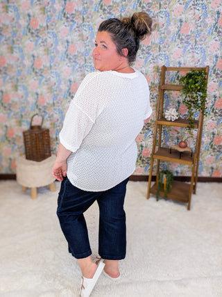 1- ShortSlv/Slvless Tops Payton Textured Knit Vneck Top in Ivory plus size clothing