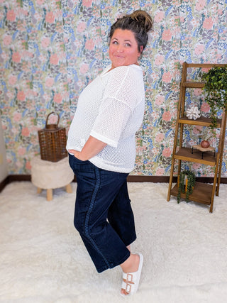1- ShortSlv/Slvless Tops Payton Textured Knit Vneck Top in Ivory plus size clothing