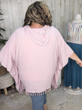 Peggy Hooded Lightweight Poncho w/Tassel Trim (3 colors)-1- ShortSlv/Slvless Tops-sweet lovely by jen-Styled by Stacked - A Plus Size Women's Boutique in Lakeville, MN