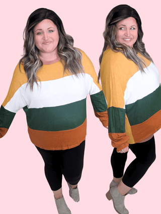 Perry Cashmere-Soft Colorblock Pullover-2- Long Sleeve Tops-HAPTICS-Styled by Stacked - A Plus Size Women's Boutique in Lakeville, MN