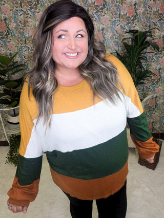 Perry Cashmere-Soft Colorblock Pullover-2- Long Sleeve Tops-HAPTICS-Styled by Stacked - A Plus Size Women's Boutique in Lakeville, MN
