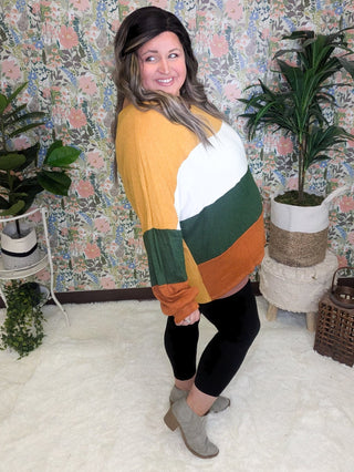 Perry Cashmere-Soft Colorblock Pullover-2- Long Sleeve Tops-HAPTICS-Styled by Stacked - A Plus Size Women's Boutique in Lakeville, MN