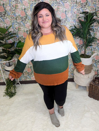 Perry Cashmere-Soft Colorblock Pullover-2- Long Sleeve Tops-HAPTICS-Styled by Stacked - A Plus Size Women's Boutique in Lakeville, MN