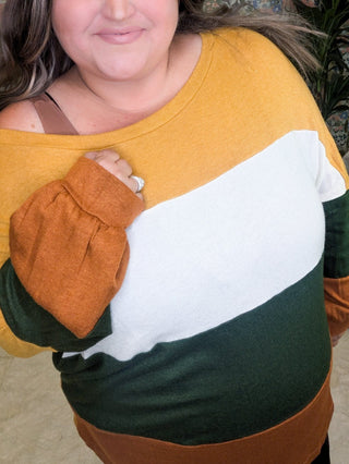 Perry Cashmere-Soft Colorblock Pullover-2- Long Sleeve Tops-HAPTICS-Styled by Stacked - A Plus Size Women's Boutique in Lakeville, MN