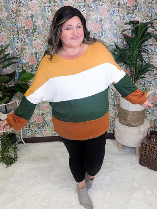 Perry Cashmere-Soft Colorblock Pullover-2- Long Sleeve Tops-HAPTICS-Styled by Stacked - A Plus Size Women's Boutique in Lakeville, MN