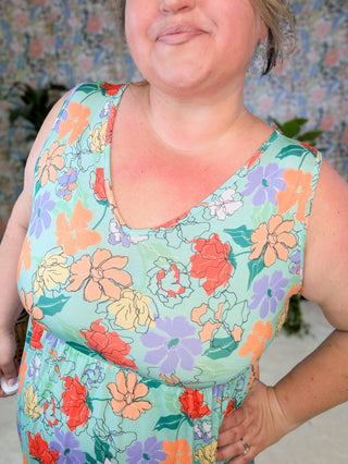 Petra Vneck Tiered Tank Dress in Florals (2 Colors)-11- Dress/Romp/Jump-HEIMISH-Styled by Stacked - A Plus Size Women's Boutique in Lakeville, MN