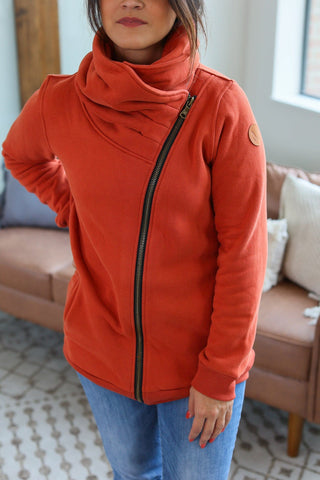 2- Long Sleeve Tops PHC Adria Asymmetrical Zip Outerwear Sweatshirt in Solids (5 Colors) plus size clothing