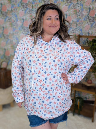 PHC Americana Stars on Ivory Pullover Hoodie plus size clothing