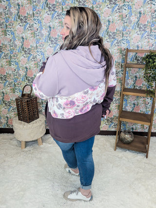 PHC Colorblock Triple Stretch Full Zip Hoodie in Plum Blossom-3- Hooded Tops-MICHELLE MAE-Styled by Stacked - A Plus Size Women's Boutique in Lakeville, MN