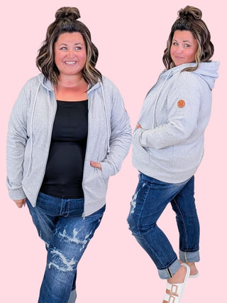 PHC Full Zip Hoodie in Heather Gray plus size clothing
