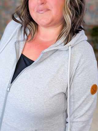 PHC Full Zip Hoodie in Heather Gray plus size clothing