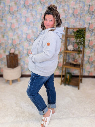 PHC Full Zip Hoodie in Heather Gray plus size clothing