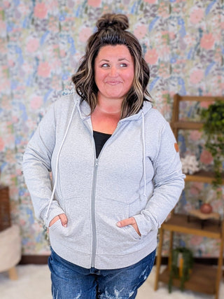 PHC Full Zip Hoodie in Heather Gray plus size clothing