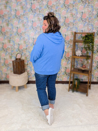 PHC Full Zip Hoodie in Heathered Denim Blue plus size clothing