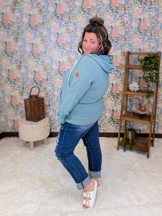 PHC Full Zip Hoodie in Heathered Sage plus size clothing