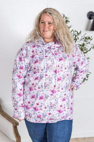 PHC- Ivory + Fuchsia Mix Floral Pullover-3- Hooded Tops-MICHELLE MAE-Styled by Stacked - A Plus Size Women's Boutique in Lakeville, MN