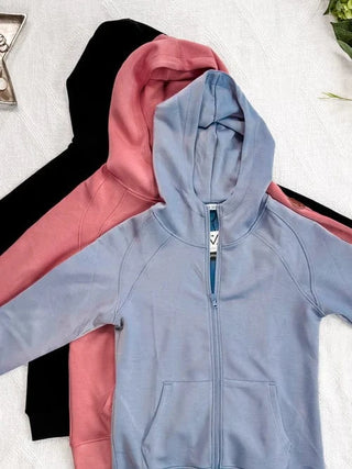 PHC Luxe Scuba Full Zip Hoodie in Solids-3- Hooded Tops-MICHELLE MAE-Styled by Stacked - A Plus Size Women's Boutique in Lakeville, MN