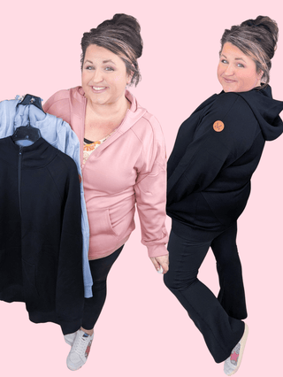 PHC Luxe Scuba Full Zip Hoodie in Solids-3- Hooded Tops-MICHELLE MAE-Styled by Stacked - A Plus Size Women's Boutique in Lakeville, MN