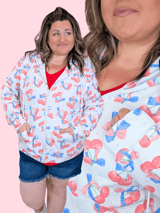 PHC- Patriotic Cherries Full Zip Hoodie plus size clothing