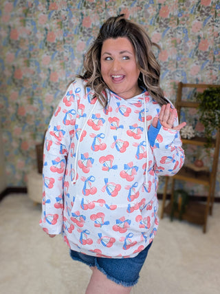 PHC Patriotic Cherries Pullover w/Blue Accents plus size clothing