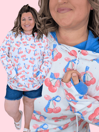 PHC Patriotic Cherries Pullover w/Blue Accents plus size clothing