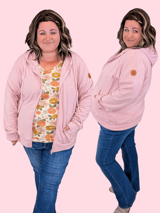 3- Hooded Tops PHC Triple Stretch Full Zip Hoodie in Blush Rose plus size clothing