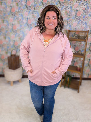 3- Hooded Tops PHC Triple Stretch Full Zip Hoodie in Blush Rose plus size clothing