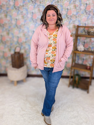 3- Hooded Tops PHC Triple Stretch Full Zip Hoodie in Blush Rose plus size clothing