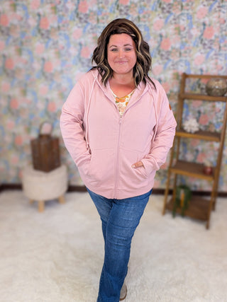 3- Hooded Tops PHC Triple Stretch Full Zip Hoodie in Blush Rose plus size clothing