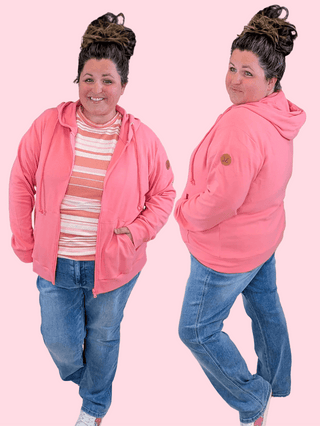 3- Hooded Tops PHC Triple Stretch Full Zip Hoodie in Sunkissed Coral plus size clothing