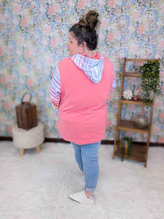 3- Hooded Tops PHC Triple Stretch Halfzip Hoodie in Coral Ombre Rainbow plus size clothing