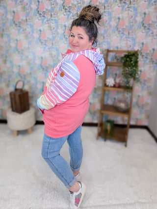 3- Hooded Tops PHC Triple Stretch Halfzip Hoodie in Coral Ombre Rainbow plus size clothing