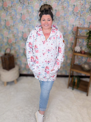 3- Hooded Tops PHC Triple Stretch Halfzip Hoodie in Pink Bloom plus size clothing