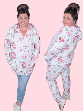 3- Hooded Tops PHC Triple Stretch Halfzip Hoodie in Pink Bloom plus size clothing