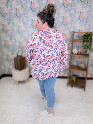 3- Hooded Tops PHC Triple Stretch Halfzip Hoodie in Purple Painted Floral plus size clothing