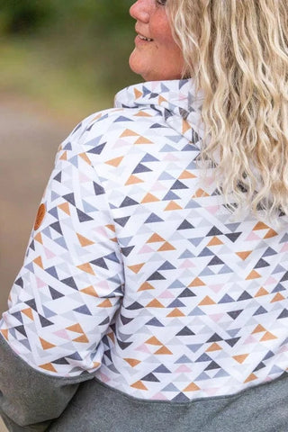 PHC Triple Stretch Pullover Hoodie in Charcoal w/Geometric Accent-3- Hooded Tops-MICHELLE MAE-Styled by Stacked - A Plus Size Women's Boutique in Lakeville, MN