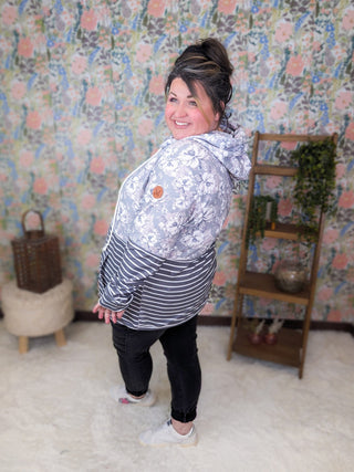 PHC- Triple Stretch Pullover Hoodie in Garden Gray + Stripes-3- Hooded Tops-MICHELLE MAE-Styled by Stacked - A Plus Size Women's Boutique in Lakeville, MN