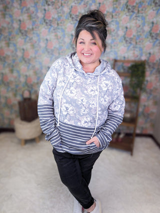 PHC- Triple Stretch Pullover Hoodie in Garden Gray + Stripes-3- Hooded Tops-MICHELLE MAE-Styled by Stacked - A Plus Size Women's Boutique in Lakeville, MN