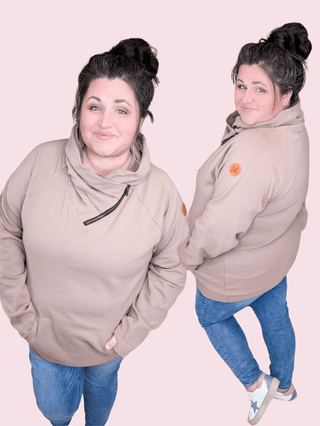PHC- Triple Stretch ZipCowl Pullover in Mocha Mousse-3- Hooded Tops-Michelle Mae-Styled by Stacked - A Plus Size Women's Boutique in Lakeville, MN