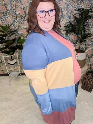 Phoebe Colorblock Comfy Duster Cardigan-4- Overlayer Tops-HAPTICS-Styled by Stacked - A Plus Size Women's Boutique in Lakeville, MN