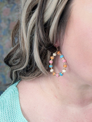 Pink + Aqua Wood Bead Earrings-12- Accessories & Gifts-Urbanista-Styled by Stacked - A Plus Size Women's Boutique in Lakeville, MN