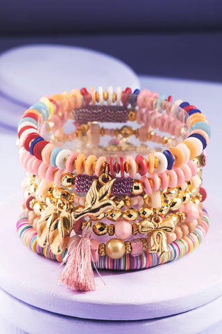 Pink Mix 7 Layered Stacked Bracelet Set-12- Accessories & Gifts-Urbanista-Styled by Stacked - A Plus Size Women's Boutique in Lakeville, MN