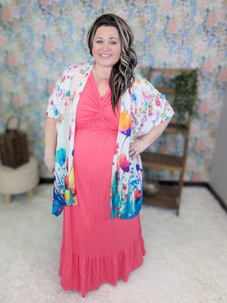 Piper Knotted Front Maxi Dress in Coral Pink-11- Dress/Romp/Jump-EMERALD-Styled by Stacked - A Plus Size Women's Boutique in Lakeville, MN