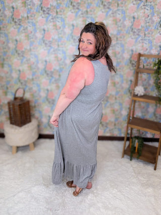 11- Dress/Romp/Jump Piper Twist Front Maxi Dress in Heather Gray plus size clothing