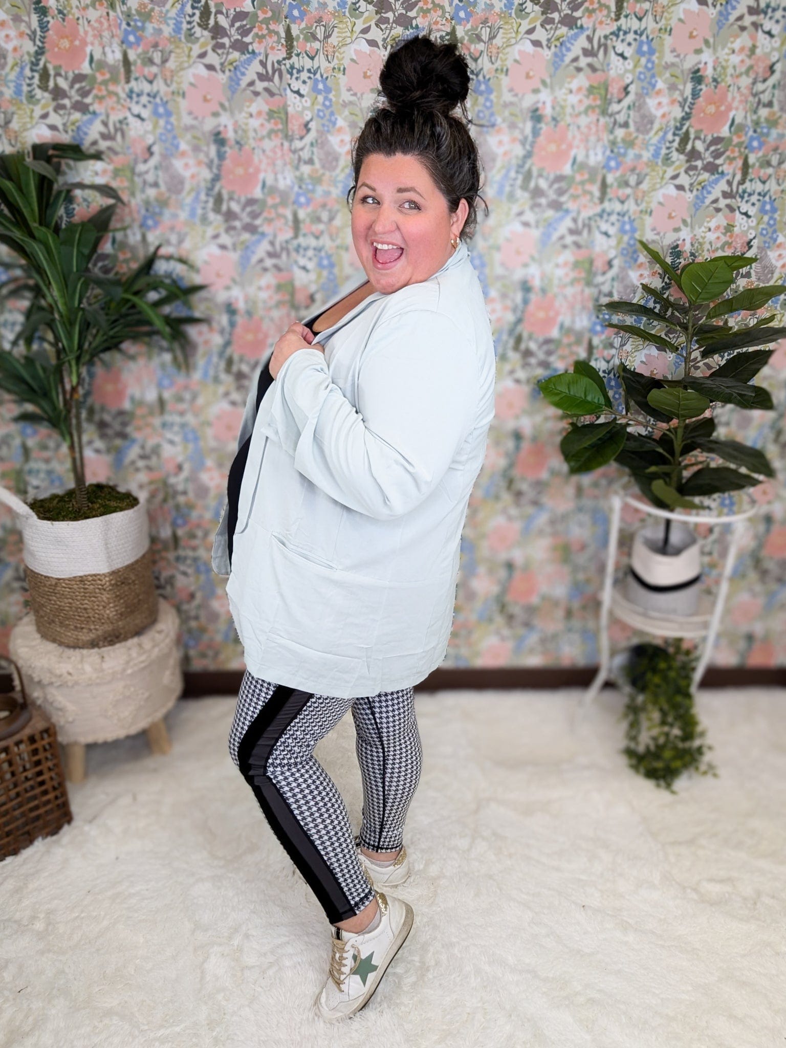Houndstooth leggings plus size discount
