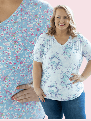 Pocketful of Perfect Short Sleeve Tee in Florals (4 colors)-1- ShortSlv/Slvless Tops-MICHELLE MAE-Styled by Stacked - A Plus Size Women's Boutique in Lakeville, MN