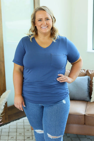 Pocketful of Perfect- Solid V-Neck Tees (22 COLORS)-1- ShortSlv/Slvless Tops-Michelle Mae-Styled by Stacked - A Plus Size Women's Boutique in Lakeville, MN
