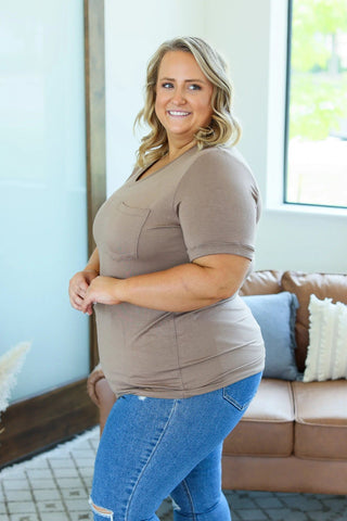 Pocketful of Perfect- Solid V-Neck Tees (22 COLORS)-1- ShortSlv/Slvless Tops-Michelle Mae-Styled by Stacked - A Plus Size Women's Boutique in Lakeville, MN
